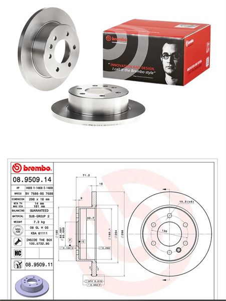 BREMBO 08950914 — ARKA FREN DİSKİ-298X16 6×130 (VW CRAFTER 06-16 MERCEDES SPRINTER 06-16)