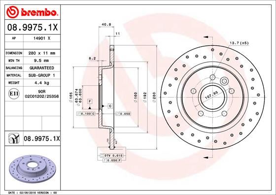 BREMBO 0899751X — ARKA FREN DİSKİ AYNA FOCUS II04-11 C-MAX 07-09 VOLVO V50 04-12 C30 06-12 C70 II 05>1 3 S40 II 04-12 17
