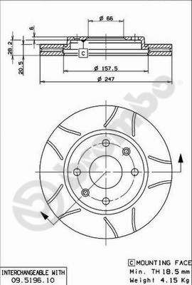 BREMBO 09519675 — ÖN FREN AYNASI P106 I-II 91-02 206 98 >306 93-01 SAXO 96-03 XSARA 97-00 247.5x20.4x4DLxHAVALI