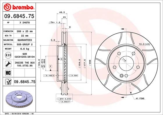 BREMBO 09684575 — FREN DISKI ( MERCEDES W203-W209-W210 ON C180-C200 /E200 ) CIZGILI