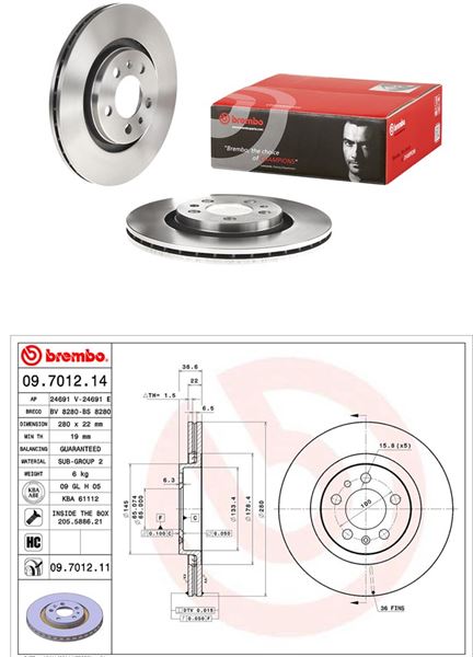 BREMBO 09701214 — FREN DİSKİ ÖN (HAVALI) GOLF IV OCTAVIA I A3 96-03 LEON TOLEDO II (280 MM)