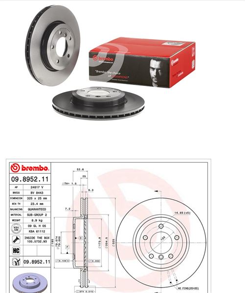 BREMBO 09895211 — FREN DİSKİ ÖN KAPLAMALI BMW E46 / 3.25-3.30 / 2001-2005