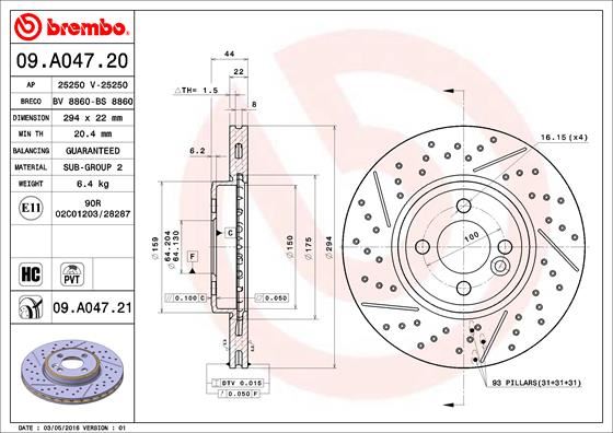 BREMBO 09A04721 — FREN DİSKİ ÖN UV COATED MINI