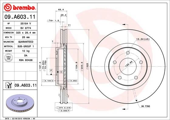 BREMBO 09A60311 — FREN DİSKİ ÖN UV COATED JAGUAR
