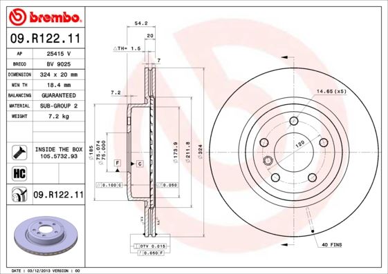 BREMBO 09R12211 — FREN DİSKİ ARKA UV COATED BMW