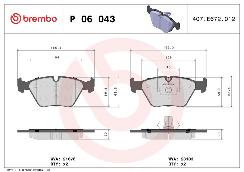 BREMBO P06043 — FREN BALATASI ÖN BMW E36 E46 E34 E32 E83 E86