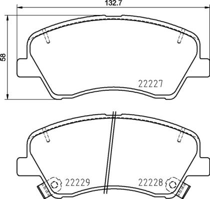 BREMBO P30098 — ÖN FREN BALATA HYUNDAI i20 1.1L 1.2L 1.4L 15> / BAYON 1.0L 1.4L 21> / KIA RIO 1.2L 1.4L 17> ÜST TEN DELİKLİ