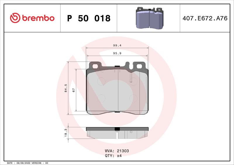 BREMBO P50018 — FREN BALATASI ÖN MERCEDES S-CLASS W140