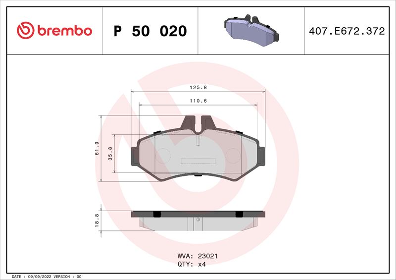 BREMBO P50020 — ARKA FREN BALATASI-0WC KULAKSIZ- (VW LT 97-03 MERCEDES SPRINTER 95-06)