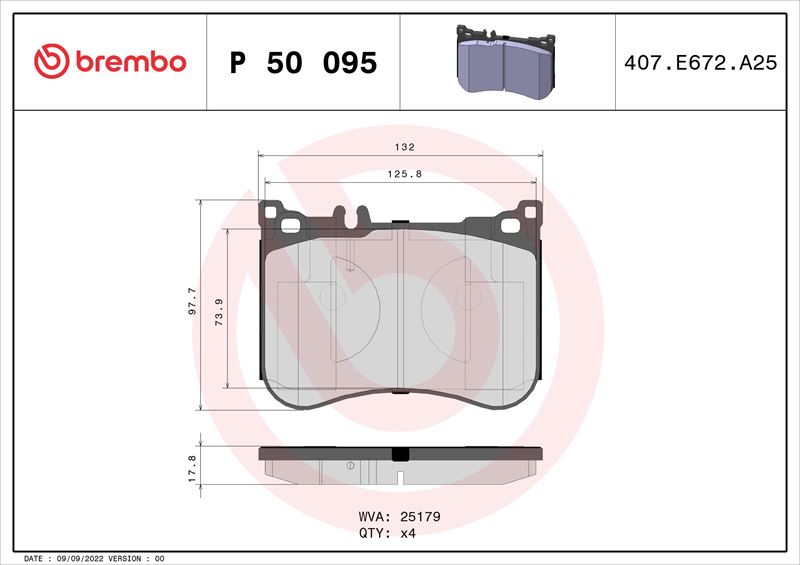 BREMBO P50095 — FREN BALATASI ÖN MERCEDES C257 W213 W222 C217 R231