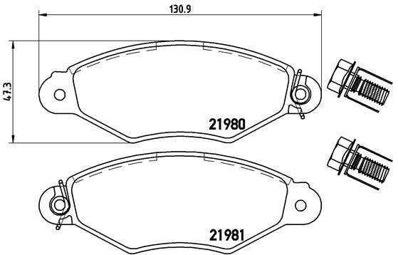BREMBO P61098 — ÖN FREN BALATASI PEUGEOT P206 1.4 1.6 09/98> P306 1.4 1.6 5/93>