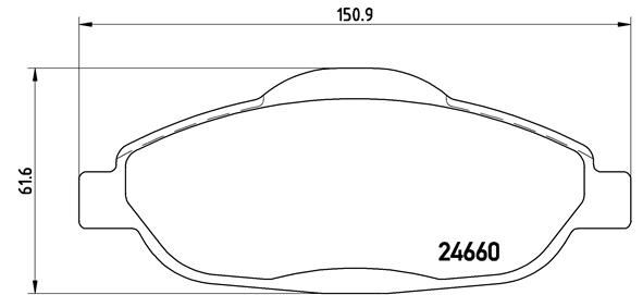 BREMBO P61101X — ÖN BALATA P308 1.4 1.6 HDİ 2.0 HDİ 07> P308 SW 07> P308 CC 1.6 HDİ 09> P3008 13> 1.6 HDI-VTI