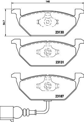 BREMBO P85072X — ÖN FREN BALATASI-KABLOLU- (VW GOLF 98-06 POLO 02-05 AUDI A3 97-03 SEAT LEON 00-06 SKODA OCTAVIA 97-11)