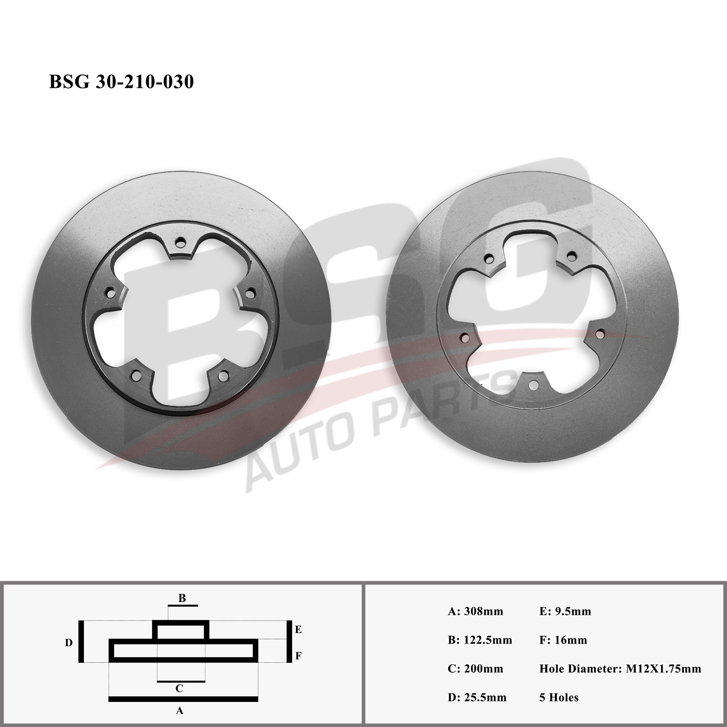 BSG 30210030 — FREN DİSKİ ARKA [TEK TEKER] TRANSIT V-363 14-