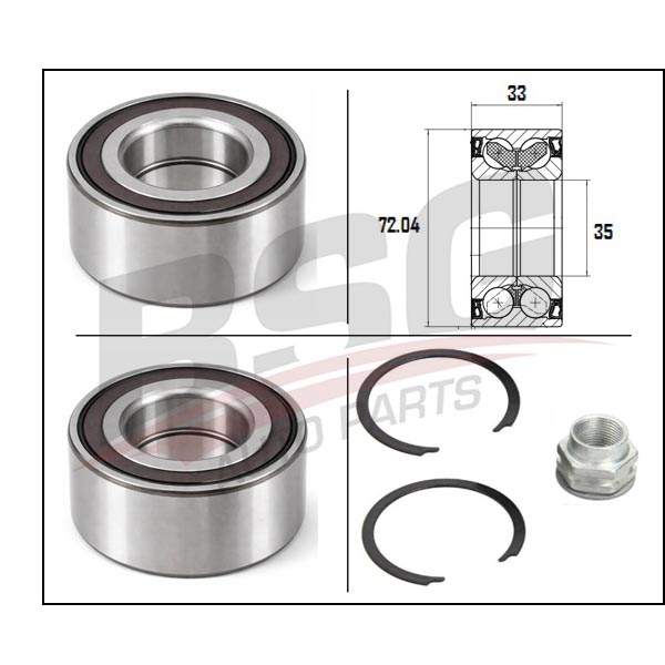 BSG 65605003 — TEKER RULMANI ON 72×35 MM CORSA D E ADAM B10XFL B10XFT Z12XEP A12XER Z14XEP A14XERB12XEL B14XEL 07-