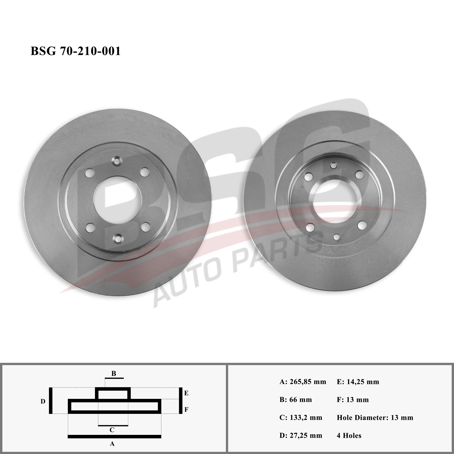 BSG 70210001 — FREN DİSKİ ÖN 301/C-ELYSEE/PARTNER/C2/C3 98-
