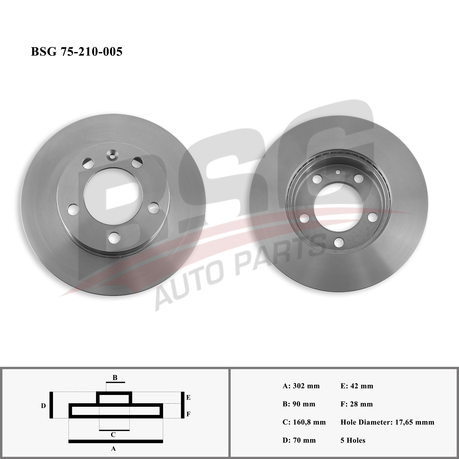 BSG 75210005 — FREN DİSKİ ÖN (302 MM) [ADET FIYATI KUTU İÇİ 2 AD] MASTER III MOVANO B NV400 09-
