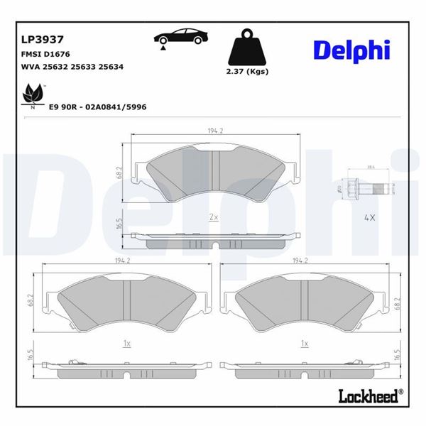 DELPHI LP3937 — ÖN FREN BALATASI FORD RANGER 2.0 ECOBLUE 23> AMAROK 23>