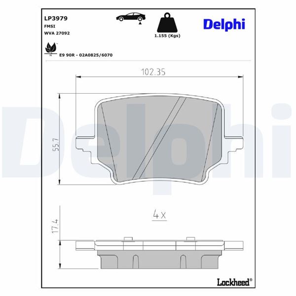 DELPHI LP3979 — ARKA FREN BALATASI CUPRA TERRAMAR SKODA KODİAQ/SUPERB VW PASSAT ESTATE/VARİANT/TAYRON/TİGUAN 09/20 23>
