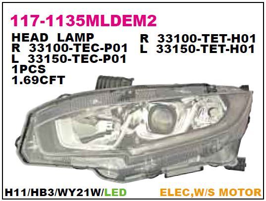 DEPO 1171135LMLDEM2 — FAR SOL ELEKTRİKLİ LEDLİ CIVIC 16-22