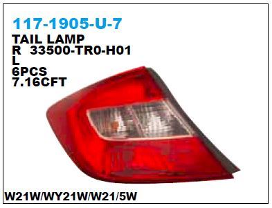 DEPO 1171905RUE — STOP LAMBASI SAĞ HONDA CIVIC FB7 SEDAN 12-16 DUYSUZ
