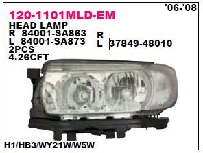 DEPO 1201101LMLDEM — FAR SOL MOTORLU SUBARU FORESTER 06-08