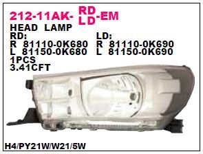 DEPO 21211AKRLDEM — FAR HILUX 16-18 REVO ELEKTRİKLİ SAĞ