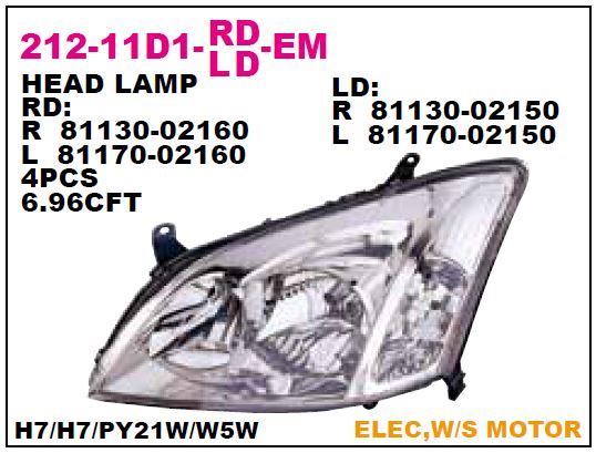 DEPO 21211D1LLDEM — ON FAR SOL-(MOTORLU)-(TOYOTA COROLLA HB 01/03 )