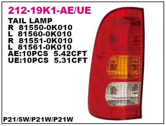 DEPO 21219K1RAE — STOP LAMBASI SAĞ DUYLU AMPULLU TOYOTA HILUX VIGO 05-10