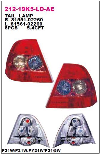 DEPO 21219K5RLDAE — STOP LAMBASI SAĞ DUYLU AMPULLU TOYOTA COROLLA SEDAN 04-06