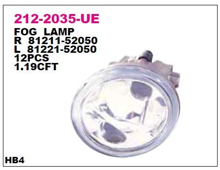 DEPO 2122035LUE — SİS LAMBASI SOL TOYOTA VERSO 02-04