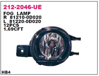 DEPO 2122046RUE — SİS LAMBASI SAĞ DUYSUZ TOYOTA YARIS 03-05