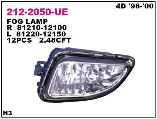 DEPO 2122050LUE — SİS LAMBASI SOL DUYSUZ TOYOTA COROLLA AE111 99-00