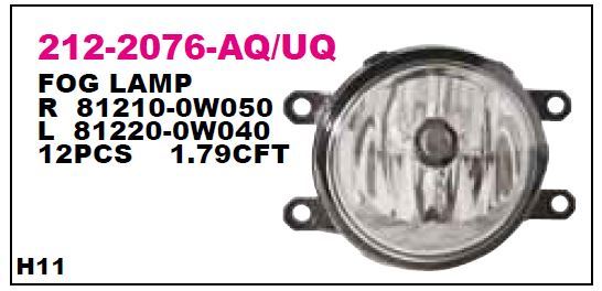 DEPO 2122076RUQ — SİS FARI SAĞ RAV4 10-12 / LAND CRUISER 09-