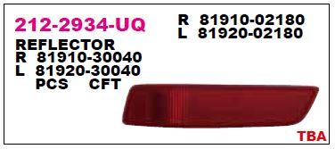 DEPO 2122934LUQ — ARKA TAMPON REFLEKTÖRÜ SOL TOYOTA COROLLA 13-