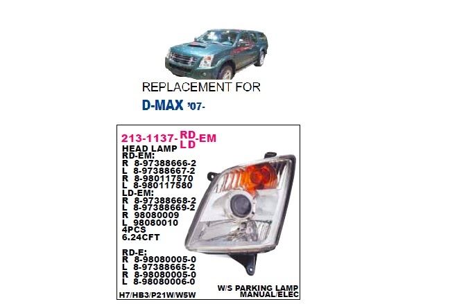 DEPO 2131137RLDEM — FAR ISUZU D-MAX 07-12 ELEKTRIKLI SAG