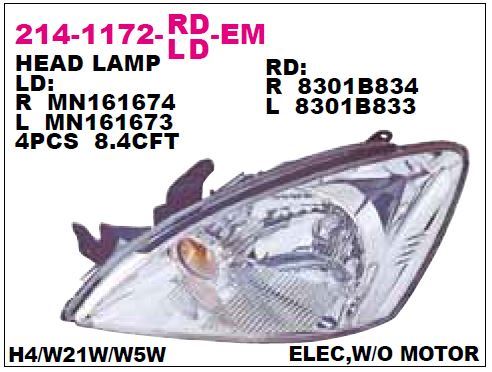 DEPO 2141172RLDEM — FAR SAĞ ELEKTRİKLİ KROM SARI LANCER 03-13