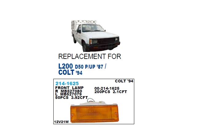 DEPO 2141625LAE — TAMPON SİNYAL LAMBASI SOL MITSUBISHI L200 87-98