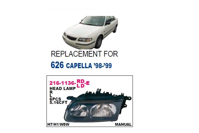 DEPO 2161136LLDE — FAR SOL MANUEL MAZDA 626 98-99