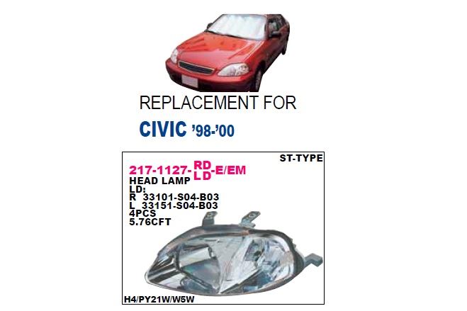 DEPO 2171127LLDE — ÖN FAR SOL-(HONDA CIVIC SEDAN-HB 99/00 )