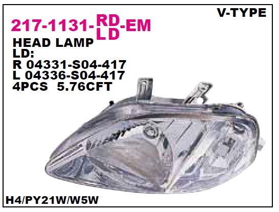 DEPO 2171131RLDEM — FAR CIVIC 99-00 SEDAN-HB. ELEKTRİKLİ VALEO TIP SAĞ