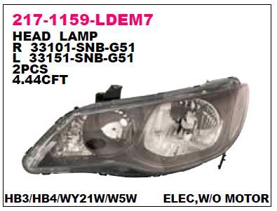 DEPO 2171159LLDEM7 — FAR CIVIC 09-11 FD6 SEDAN ELEKTRİKLİ BRONZ (XENONSUZ TIP) SOL