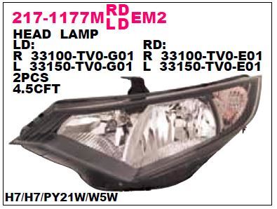 DEPO 2171177RMLDEM2 — ÖN FAR SAĞ-(ELEKTRİKLİ SİYAH)-(HONDA CIVIC HB 12/ )