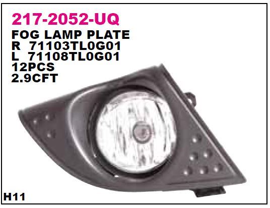 DEPO 2172052RUQ — SİS LAMBASI SAĞ HONDA ACCORD 11-12 - CIVIC HB 12-