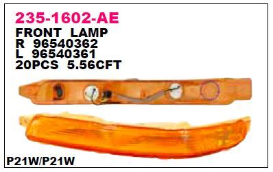 DEPO 2351602RAE — SİNYAL SAĞ ÖN TAMPON CHEVROLET KALOS DUYLU AMPULLU 03-04