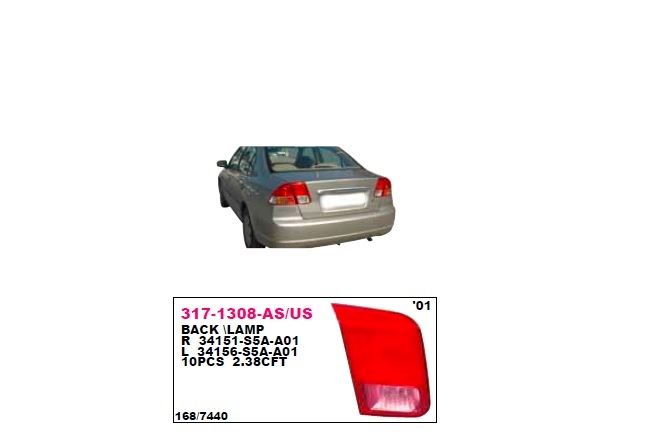 DEPO 3171308RAS — STOP LAMBASI SAĞ DUYLU AMPULLU HONDA CIVIC SEDAN 01-03