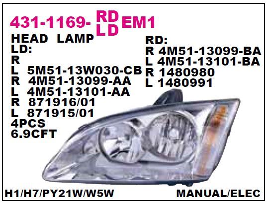 DEPO 4311169RLDEM1 — FAR SAĞ [BEYAZ ZEMIN] FOCUS II 05-08