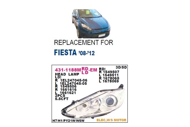 DEPO 4311188LMLDEM — ÖN FAR SOL MOTORU UZERINDE ( FORD FIESTA 3K/5K 08- )