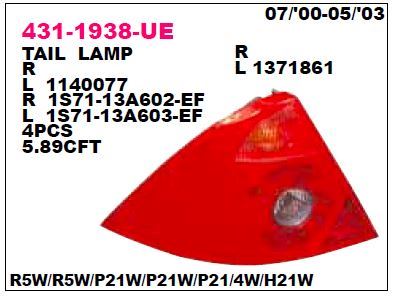 DEPO 4311938LUE — STOP LAMBASI SOL [SARI SİNYAL] SEDAN MONDEO III 01-