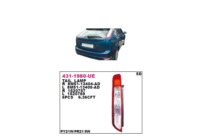 DEPO 4311980RUE — STOP LAMBASI SAĞ ( FORD FOCUS 5 KAPI 08-10 )
